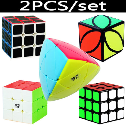 2PCS/set 3*3 QiYi Mofangge YJ GuanLong 3x3 Mastermorphix Professional Magic Speed Rubix Rubic Cube 2 Cube-stands as Gift  -gautam-hektor-1